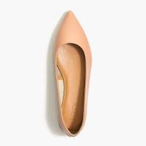 J.Crew nude leather pointed toe ballet flats
